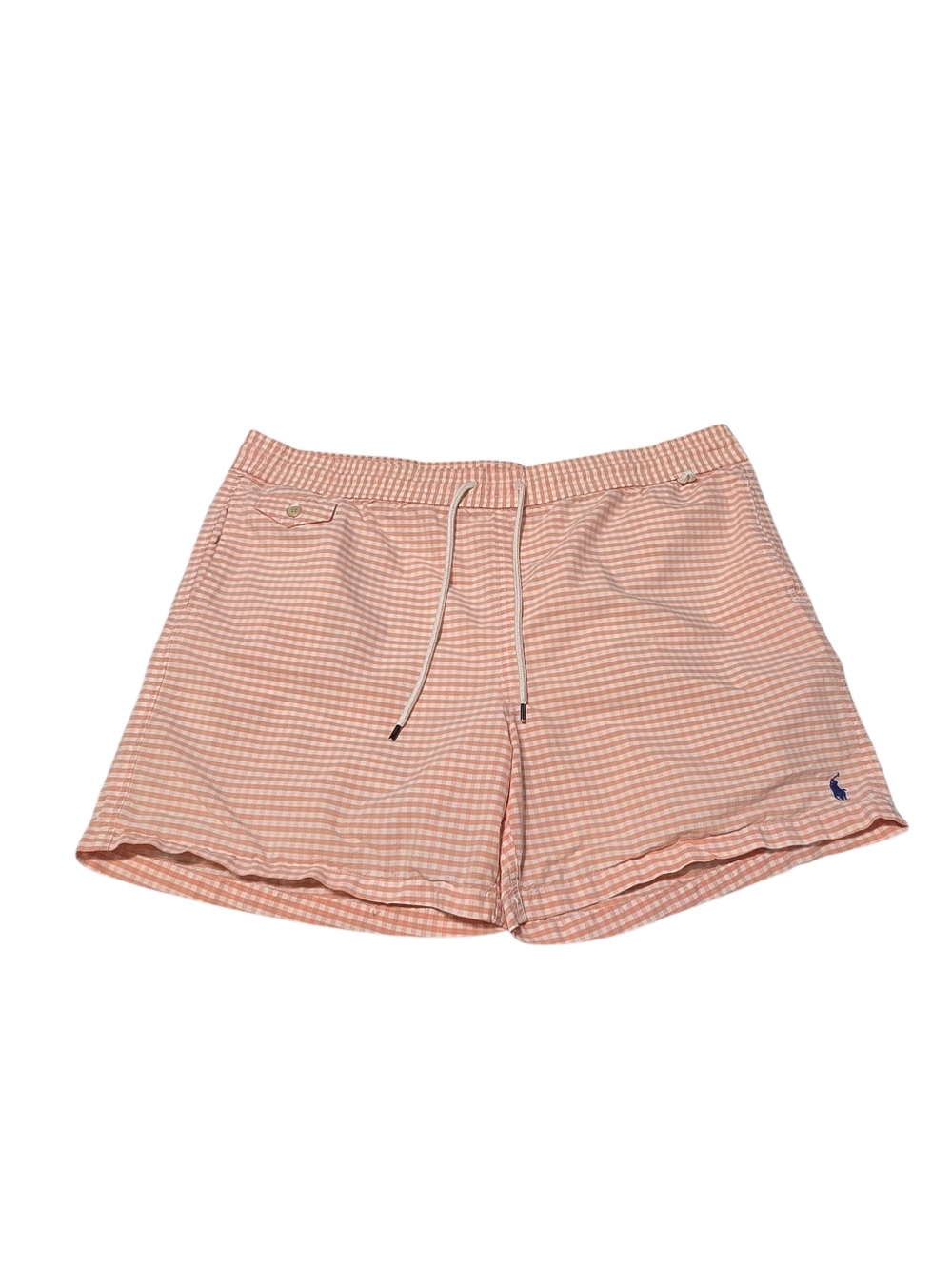 Polo Ralph Lauren Orange Gingham Drawstring Swim Shorts